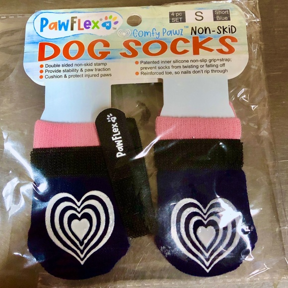 Small Pet Dog Cat socks Non-skid, Cushioned Non-slip Grip & Strap NEW IN PACKAGE - Picture 1 of 6